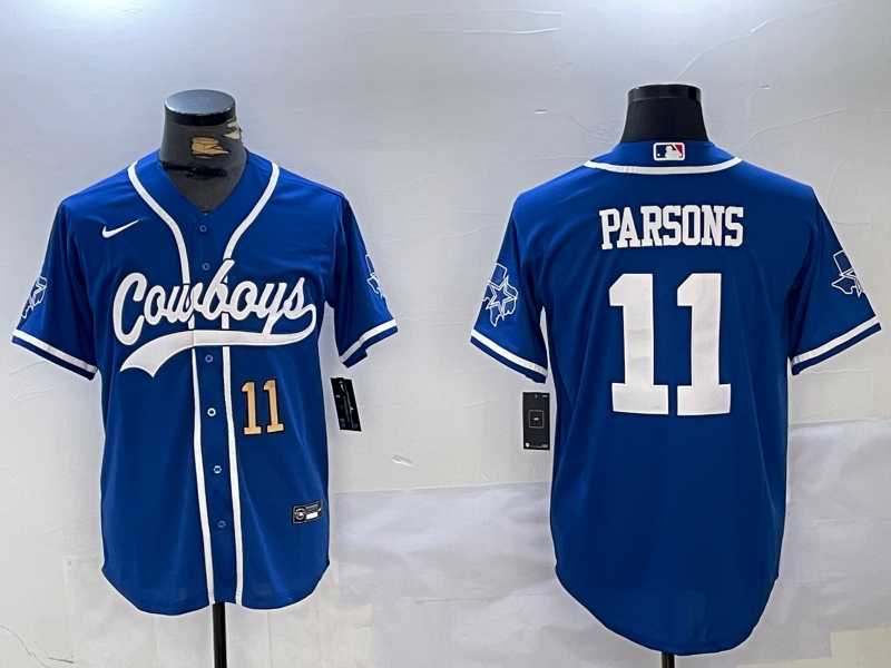 Mens Dallas Cowboys #11 Micah Parsons Light Blue Stitched Cool Base Nike Baseball Jerseys